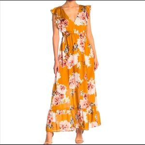 Free Press Floral Ruffle Maxi Dress size Small